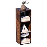 NewBeth Cube Storage Organizer, 3 Cube Retro Bookshelf, Freestanding 3 Tier Open Shelf, Rustic Brown Retro Shelves for Home Office, Bedroom, Living Room, Study