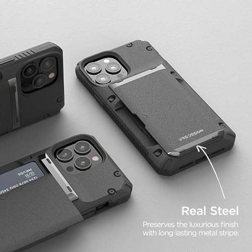 Image of VRS DESIGN Damda Glide Pro, Sturdy Semi Auto Wallet [4 Cards] Case Compatible for iPhone 13 Pro Max Case (2021) (Sand Stone)
