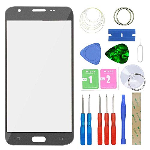 MovTEK Pantalla Repuesto Cristal Tactil Frontal para Samsung Galaxy J7 J730F 2017 con Kit de Herramientas y Adhesivo 3M Negro
