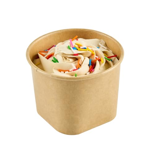Image of Coppetta 12 Ounce Dessert Cups, 200 Greaseproof Ice Cream Cups - Lids Sold Separately, Square Bottom, Kraft Paper Yogurt Bowls, Disposable, For Sundaes, Mousse Or Puddings - Restaurantware