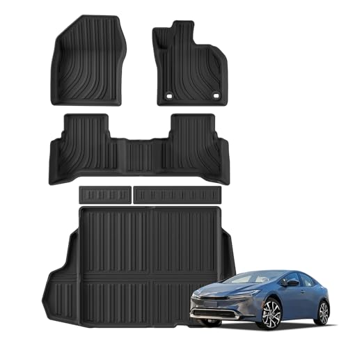 トヨタ 新型 プリウス 60系 適合 フロアマット＆ラゲッジマット 3Dフロアマット R5.1-現行 PRIUS 60系 ZVW60 ZVW65 MXWH60 MXWH65 立体 カーマット TPE素材 滑り止め 荷台マット 防水仕様 耐汚れ 抗菌性 耐磨耗性 プリウスカスタム 保護パーツ カー用品 6PCS