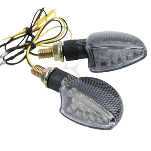Clignotants universels LED pour moto en carbone avec lentille transparente