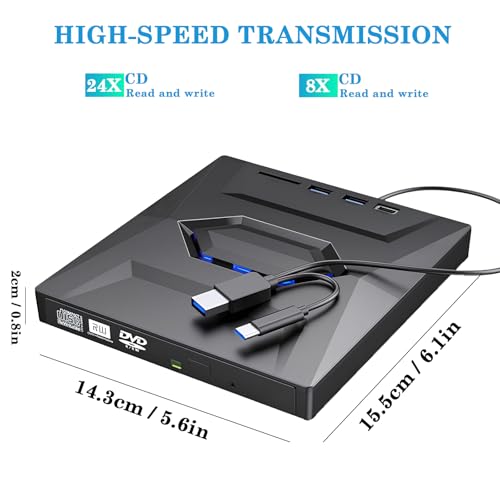Lecteur externe CD DVD USB 3.0 graveur compatible Windows Linux Mac - 2