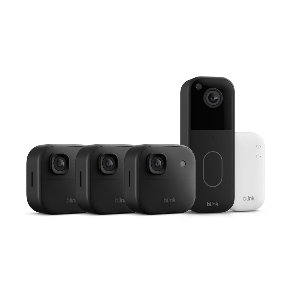 Blink Outdoor 2K+ and Video Doorbell – Two-year battery life, smart detection, Sync Module Core included – 3 cameras + Video Doorbell (black)