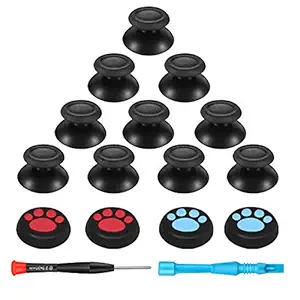 Koowod Upgraded 5 Pairs Replacement Analog Stick Joystick Thumbsticks Parts- Rubberized Top with Thumb Grips and Repair Screwdriver Kit for Playstation DualShock 4 PS4 Controller