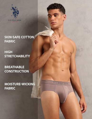 Image of U.S. Polo ASSN. Mens OEB17 Moisture Wicking Cotton Underwear Briefs - Pack of 3