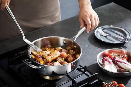 Image of 10 Pcs Stainless Steel Pots and Pan Sets for Various Cooking Needs | 5 Ply Clad, Compatible with All Cooktops, PTFE, PFAS and PFOA Free, Dishwasher Safe, Oven Safe Up to 800F