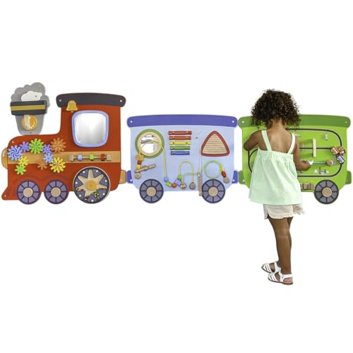 Image of Spark & Wow Train Activity Wall Panels | 18m+ | Montessori Wall Activity Board | 15 Activities | Busy Board | Toddler Indoor Sensory Play Equipment