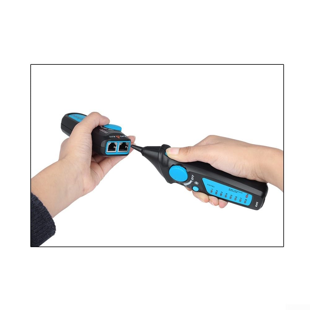FWT81 Testeur de câble réseau avec double bouton pour tracé de ligne téléphonique LAN – Kit de recherche de fils isolés ABS 17,5 cm