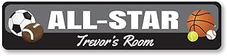 All-Star Sign, Kid Name Room Sign, Custom Sports Lover Game Fanatic Child Athlete Bedroom Aluminum Decor - 3
