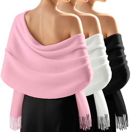 3 Pack Pashmina Shawl Wraps for Women Soft Cashmere Scarves Bridesmaid Evening Dresses Fall Wedding Party