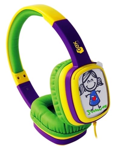 Headphone Cartoon, OEX, HP302, Microfones e Fones de Ouvido, Verde/Roxo/Amarelo