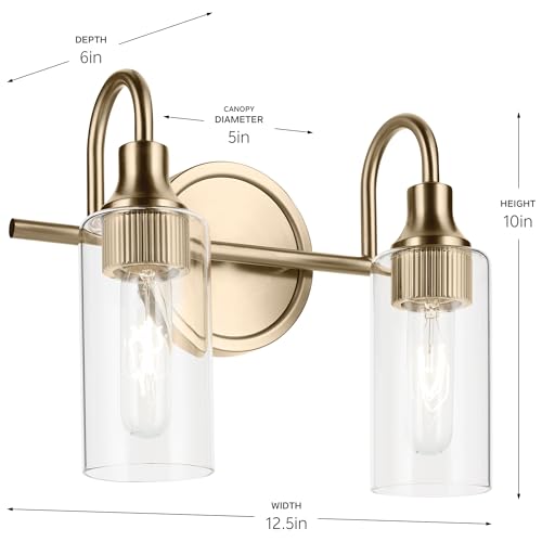 Image of Kichler Kavi 2-Light Bathroom Vanity Light, Champagne Bronze