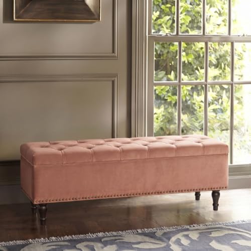 Image of Velum 3 Seater Sofa for Living Room & Office | Premium Fabric Upholstery | Solid Wood Frame | Comfortable Seating | 3 Years Warranty (Blush Pink, Storage Ottoman)