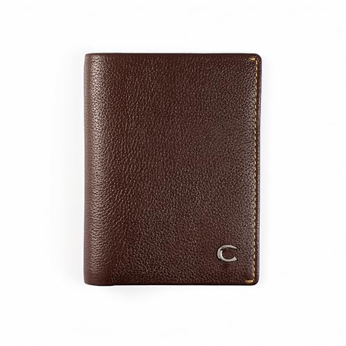 Image of Contacts Wallet for Men Leather Original | Stylish Purse with RFID Blocking | Card Holder Slots and 2 Cash Compartments | Gift for Man (231-Brown)