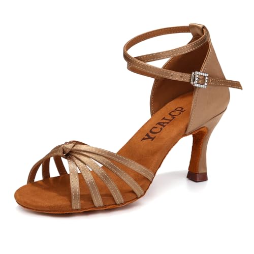 Chaussures de Danse Latine en Satin et Bout Ouvert Finition Maquette-EM217Z