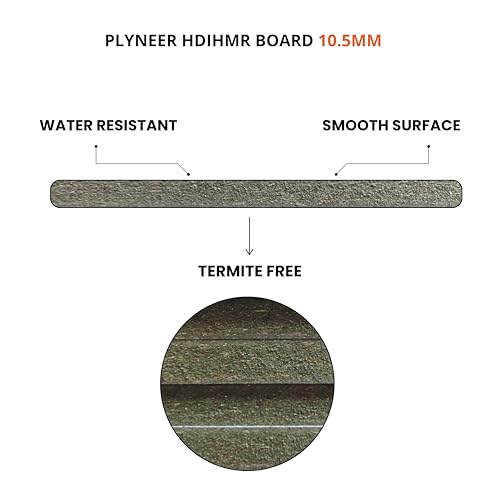 Image of Plyneer HDIHMR MDF Board - High-Density Moisture & Impact Resistant Wood for Modern Furniture & Interior Designs (10.5mm)-8ft x 4ft