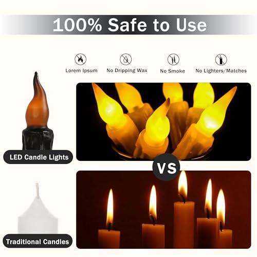 Image of Black Candlesticks Flameless Taper Candle, 4pcs Real Wax LED Tapered Candles Remote Dipped Candle 6inches Battery Chandelier for Enchanting Weddings Harry Potter Inspired Vigils,B