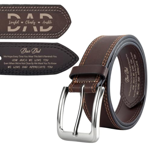 Personalized Engraved Leather Belt for Dad Custom BEST DAD Leather Belt with Name for Dad on Fathers Day2