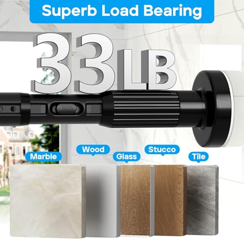 Image of Tension Curtain Rod,40-126.5IN(3.33-10.54Ft) One-Click Fast Extension Rod Easy to Install Black Long Outdoor Curtain Rods No Drilling Never Rust for Window or Shower Patio Diameter 1.26 Inches