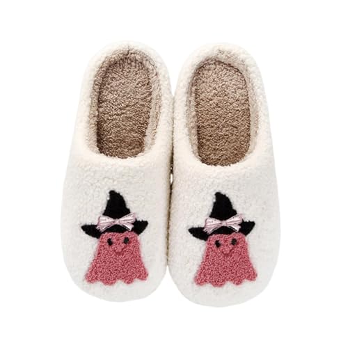 Image of Womens Mens House Slippers Retro Comfy Warm Plush Slip on Fluffy Memory Foam Home Sippers for Winter Indoor Outdoor