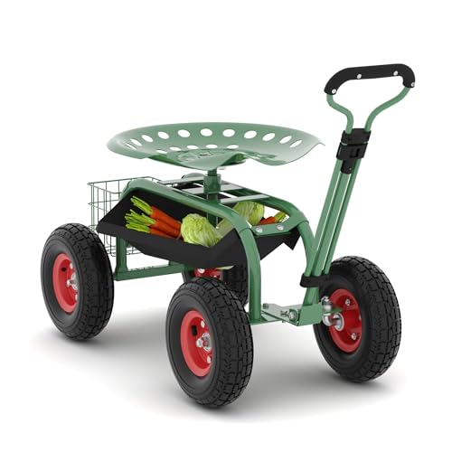 SLEKVERSA Garden Rolling Stool with Wheels...