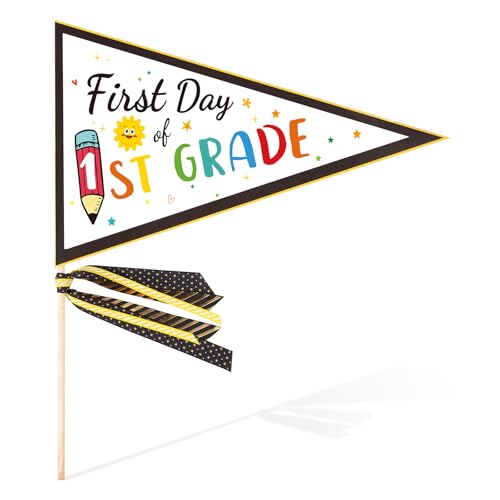First Day of School Banner, Pennant 1st Grade First Day of School Flag First Day of School Sign for Teachers Students School Decorations