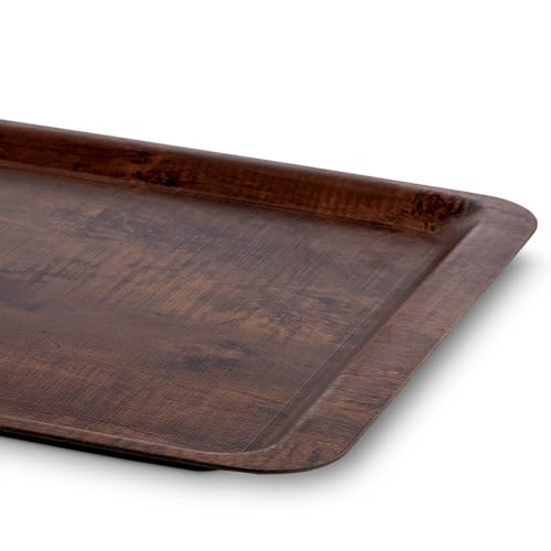 Image of Freelance Nature Kraft Serving Tray Chestnut, 27x38 cm, Rectangle, Non-Slip Surface, Decorative Anti-Skid Kitchen & Dining /Coffee Table Trays for Breakfast /Food /Tea - Brown, Made in Europe