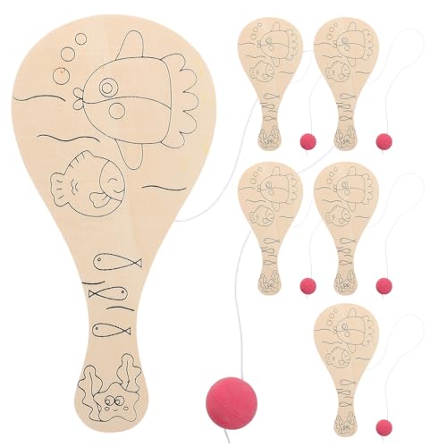 TOYANDONA 6piezas Raquetas De Madera Para Pintar De Paletas Sin Pintar Para Manualidades De Arte Diy Raquetas De Tenis De Mesa Para Actividades Interiores