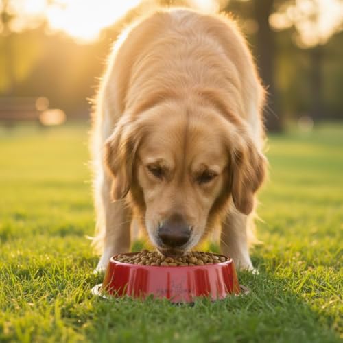Image of Combo of Anti-Skid Feeding Bowls for Dogs, Cats & Puppy Pet Bowl Pack 2 Stainless Steel Pet Bowl (700 ml Each, Black & Red)