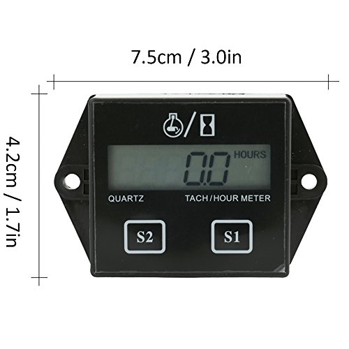 RuleaxAsi LCD Display Digital Motor Tach Hour Meter Motor Sroke Engine Car Motocicleta Barco Velocím