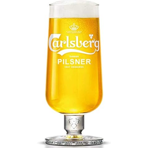 Carlsberg Danish Pilsner Chalice Pint Glass Toughened and Nucleated Cover