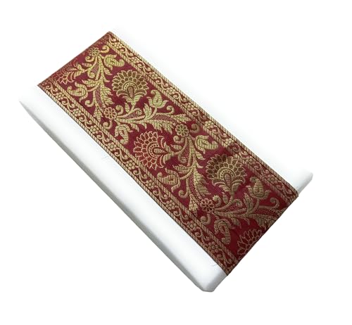 Image of Brocade Ethnic Work 9 Meter Laces and Borders Material for Dresses, Sarees, Lehenga, Suits, Blouses, Dupatta, chunri and Crafts (Maroon)