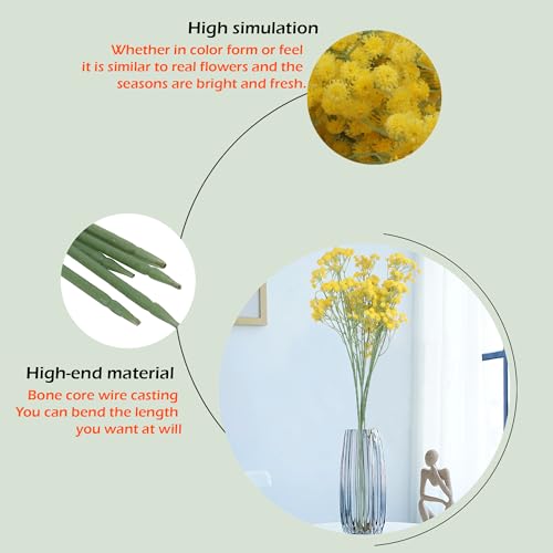 Image of HOMEVERSE 05 Pcs Baby Breath /Gypsophila Artificial Fake Silk Plants Wedding Party Decoration Real Touch Flowers DIY Home Garden(Yellow-05)