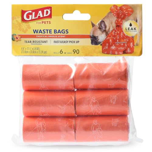 Glad for Pets Heavy Duty Dog Poop Bags, Scented, 6 Rolls, 90 Count - image 1