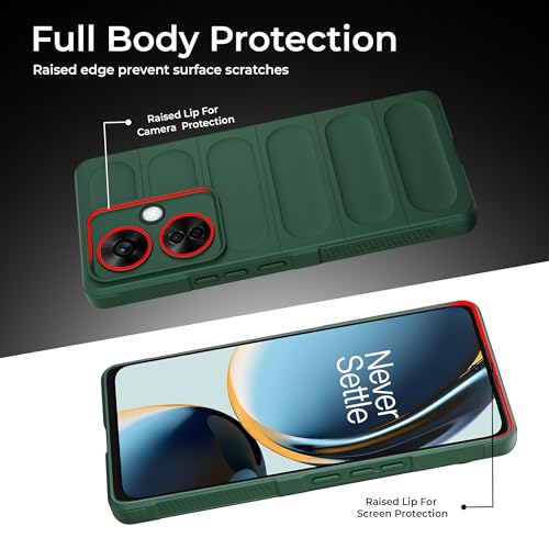 Image of A rtistque Liquid Silicone Stripes Back Cover Case for OnePlus Nord CE 3 Lite 5G | with Camera Protection | with Inner Fabric | Anti Slip Grip | AirBag Case - Green