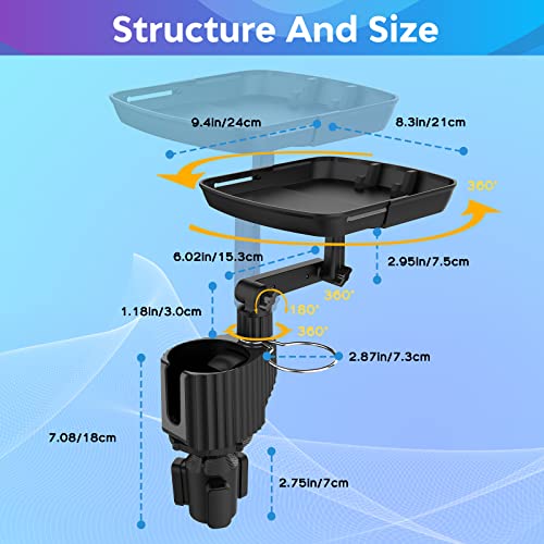 Car Cup Holder Expander Tray,Detachable Car Table Adjustable Food Car Tray For Eating With Expandable Car Drink Holder Travel Road Trip Essentials Accessories Large Water Bottle Holder Adapter For Car #TOP7