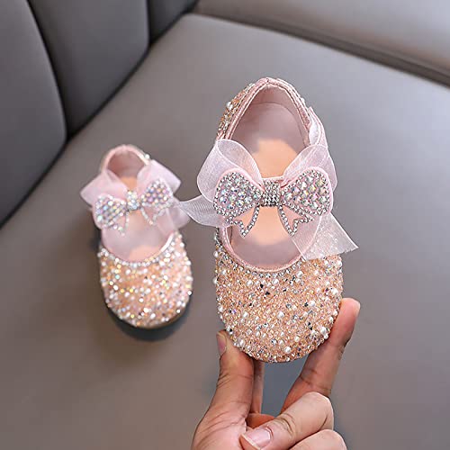 Shining Rhinestones Bow Strap Mary Jane Dress Shoes for Girls, Toddler Kids Sparkly Flip Flops for School Birthday4