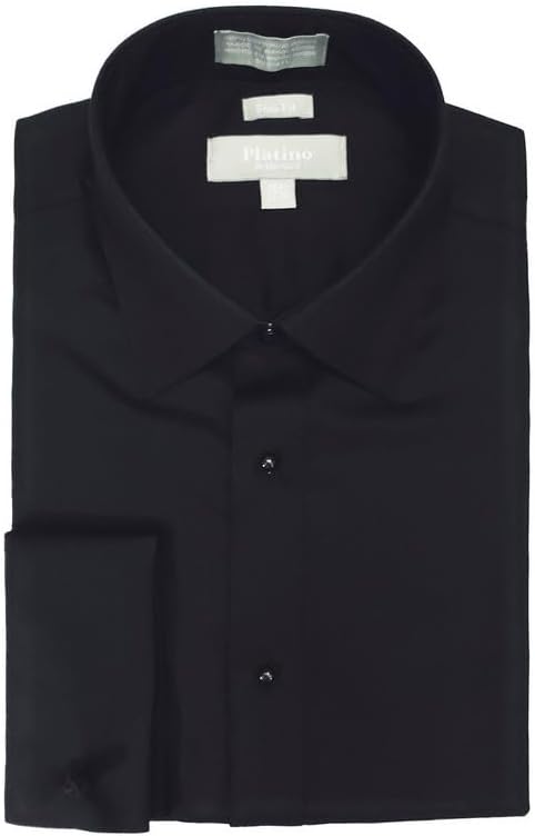 Adam Baker Men's Tuxedo Shirt | French Cuff Laydown Collar Cotton Formal Slim Fit Dress Shirt for Prom Party Wedding