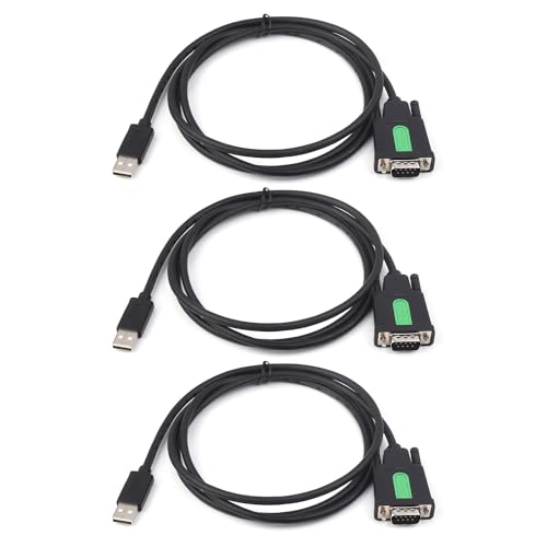 Waveshare Industrial USB To RS232 Serial Adapter Cable(3 PCS), USB Type A To DB9 Male Port, FT232RL Chip, 1.5m, For Industrial Control Equipments & Applications with High Communication Requirement