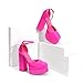 DREAM PAIRS Women’s High Chunky Platform Closed Toe Block Heels Square Toe Ankle Strap Dress Wedding Party Pumps Shoes Aurelia,Size 8,Rose Red-Satin,SDPU2319W