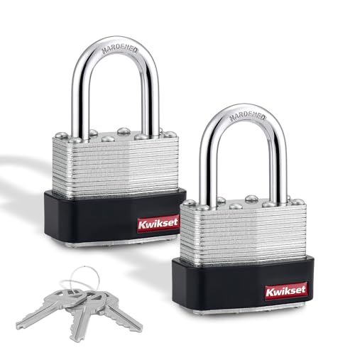 Kwikset Laminated Steel Padlock with Hardened Steel Shackle, 2-Pack, Silver - image 1