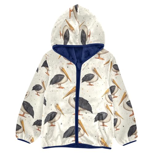 Pelican Vintage Pattern Toddler Fleece Jacket Girl Boys Hooded Fleece Jacket Coat Warm Outwear Zip-up 3-10T