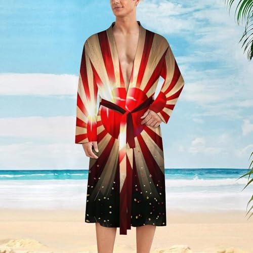 Japanese Rising Sun Flag Light Rays Funny Men's Robe Soft Lightweight Bathrobe Long-sleeve Spa Robes2