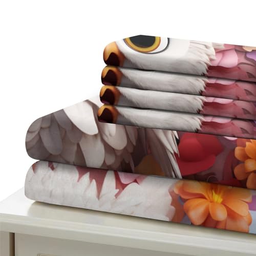 Parure de lit hibou 3D housse de couette 200x200 cm avec taies d'oreiller - 7