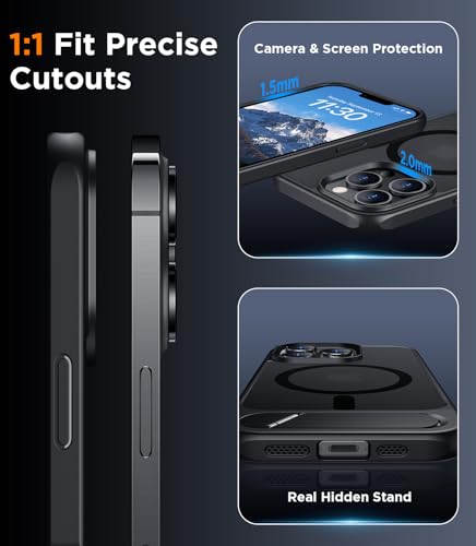 Image of Magnetic Compatible with iPhone 13 Pro Case, [Built-in Invisible Kickstand][Compatible with MagSafe] [Military Grade Shockproof] Slim Translucent Matte Phone Case for iPhone 13 Pro 6.1 inch