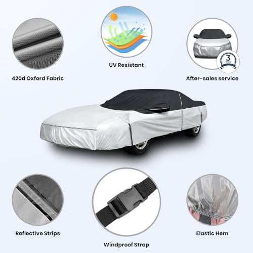 Image of Cartist Car Cover Fits for Corvette C4 1984-1996, All Weather Car Covers Outdoor for Corvette Accessories, Waterproof, with Zipper & Reflective Safety Strips