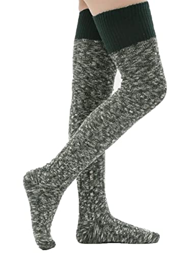 Image of Women's Thigh High Knitted Winter Boot Socks Vintage Extra Long Leg Warmer Over Knee High Stockings