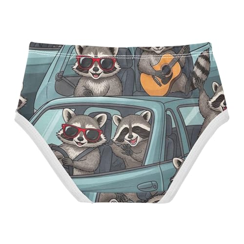 Cotton Toddlers Underwear Floral Playful Cartoon Raccoons Blue Little Girl Panties Fun Print Underpants Briefs 2t2