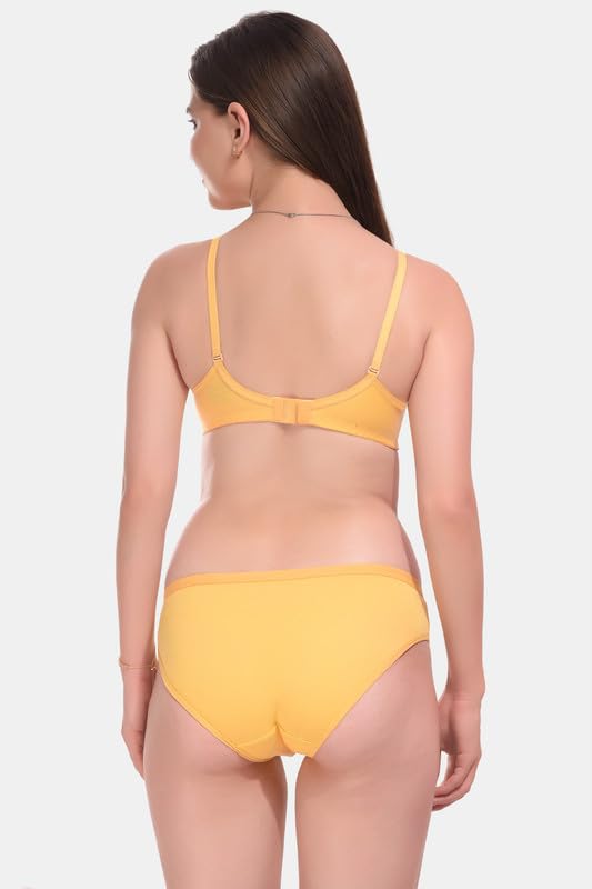 Image of Women's Cotton Lightly Full Cup Padded Non-Wired Reagular Bra Panty Set (Pack of 1)